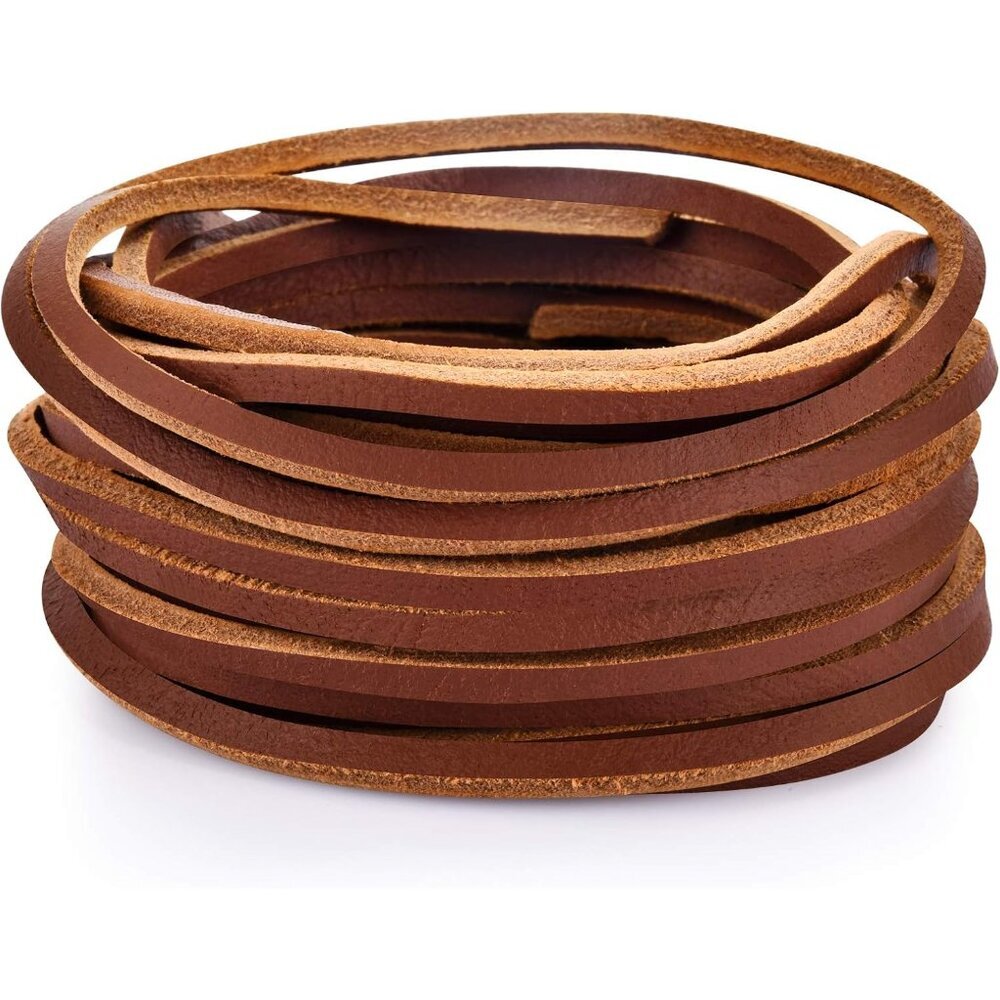 3MM Flat Genuine Leather Cord - Natural Leather Lacing - Strip Cord Braiding Str